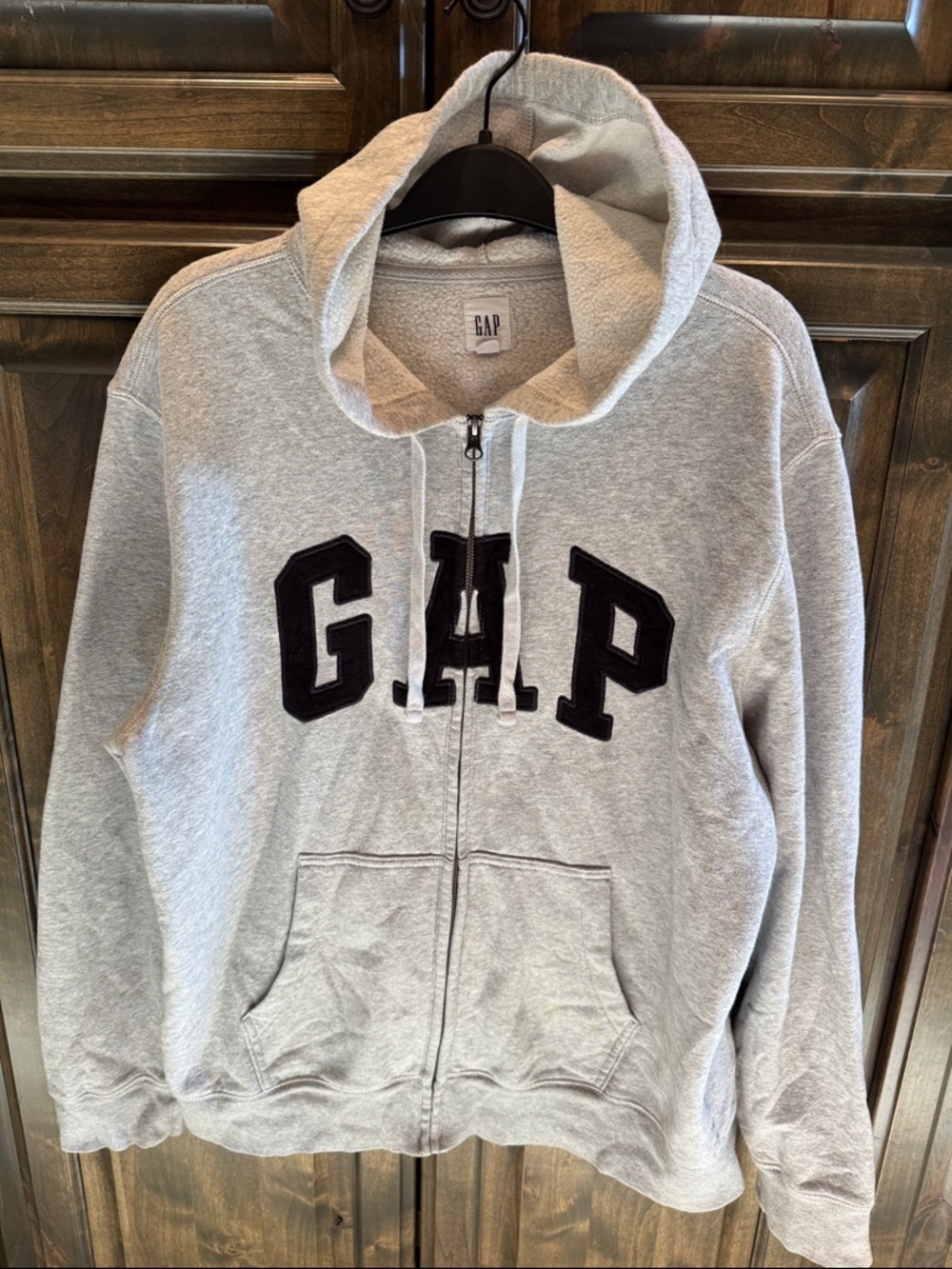 Men’s Gap Full Zip Hoodie Gray Navy Jacket L $70!